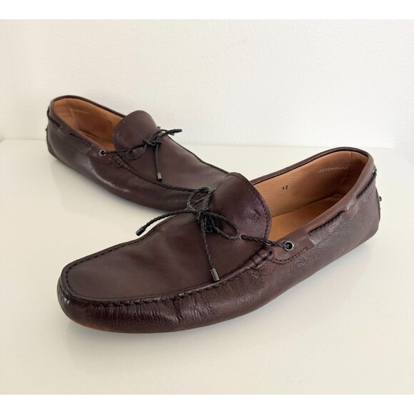 Tod's Driving Loafer Brown Pebbled Leather Comfort Slip On Minimalist Men's 12 - Picture 1 of 14
